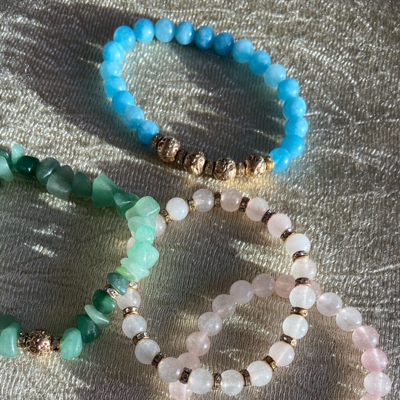 Blue crystal beaded bracelet handmade - Picture 7 of 7